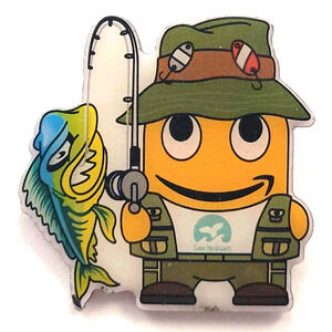 Amazon Eco Peccy Fisherman Save the Oceans Pin Fishing Rod Fish Mascot Angler